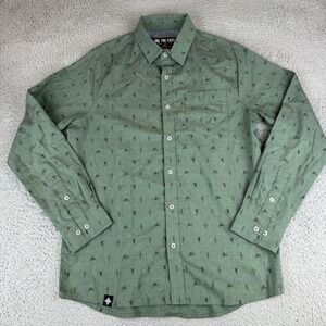 Ski‎ The East Showboat Green Mens Medium Skier Pattern Button Down Shirt